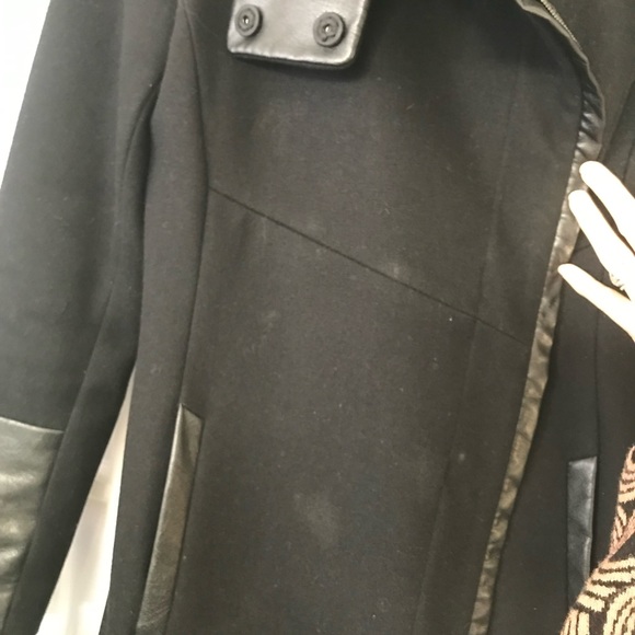 Via Spiga Wool blend & Faux Fur & Faux Leather Cuff Coat Sz 2 - Picture 7 of 16